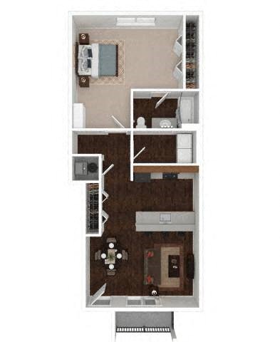 Floor plan for 1 bed, 1 bath, 818 sqft