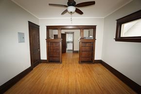 St. Paul apartment for rent - Original oak built-in bookshelves, hardwood floors.