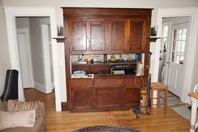 St. Paul apartment for rent - Original vintage oak built-in buffet.
