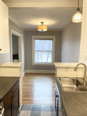 St. Paul apartment for rent - Dining area with large window.