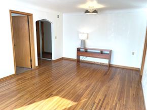 Saint Paul apartment for rent - Large, sunny, south-facing living room with original hardwood floors.