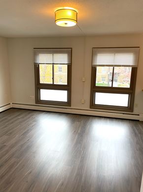 Minneapolis apartment for rent - A room with two windows and a light on the ceiling.