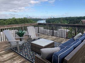 St. Paul apartment for rent - Rooftop deck provides unmatched views of the Mississippi River and the Minneapolis skyline, as well as Town & Country golf course.