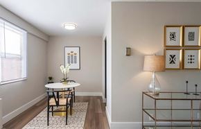 Cleveland Heights apartment for rent - A dining room with a white table and chairs.