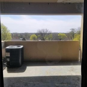 Akron apartment for rent - A window with a view of trees and a blue sky.