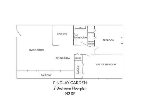 Floor plan for studio, 912 sqft