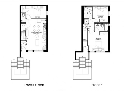 Floor plan for 3 beds, 2.5 baths, 1119 sqft