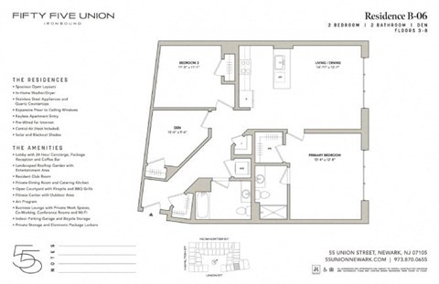 Floor plan for 2 beds, 2 baths, 1199 sqft