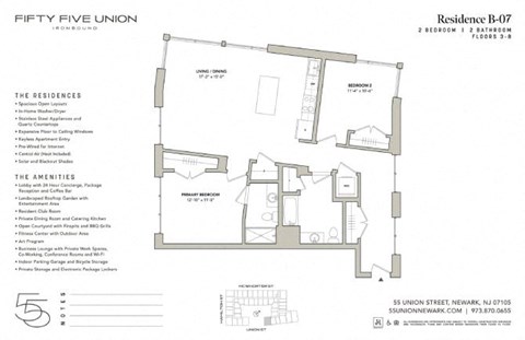 Floor plan for 2 beds, 2 baths, 1193 sqft