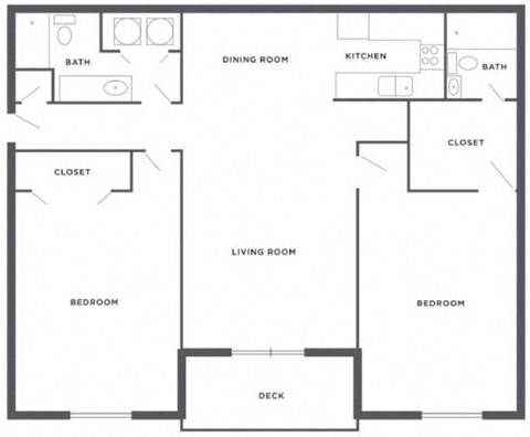 Floor plan for 2 beds, 2 baths, 1138 sqft