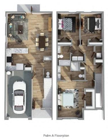 Floor plan for 3 beds, 2 baths, 1437 sqft