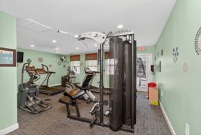 Moncks Corner apartment for rent - A gym with a variety of equipment including treadmills, weights, and a squat rack at Woodlocke Apartments, Moncks Corner, SC
