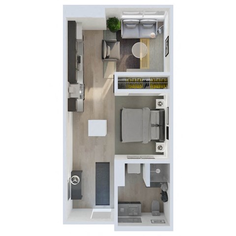 Floor plan for 1 bed, 1 bath