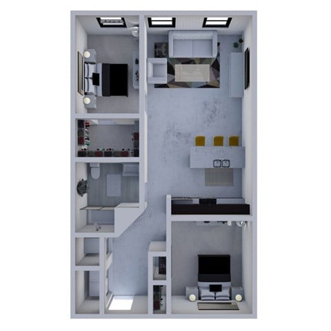 Floor plan for 2 beds, 1 bath, 1008 sqft