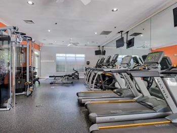 Gym with treadmills