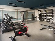 Los Angeles apartment for rent - A gym with a stationary bike in the foreground.