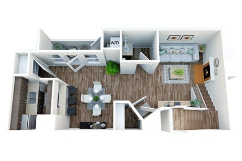Floor plan for 1 bed, 1 bath, 809 sqft