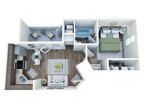 Floor plan for 1 bed, 1 bath, 447 sqft