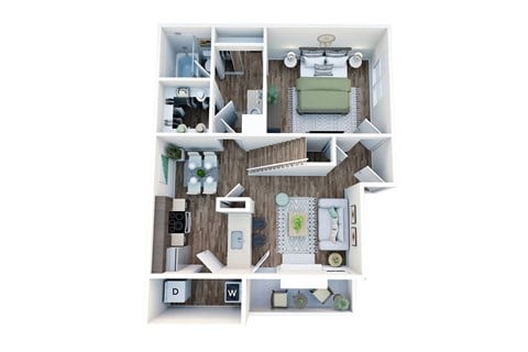 Floor plan for 2 beds, 2 baths, 1105 sqft