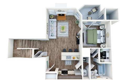 Floor plan for 2 beds, 2 baths, 1115 sqft
