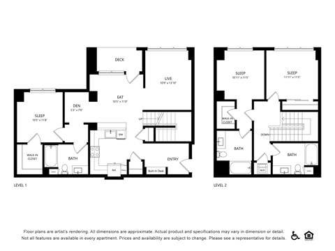 Floor plan for 3 beds, 3 baths, 1694 sqft