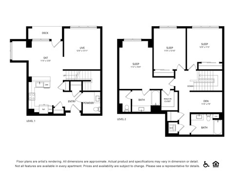 Floor plan for 3 beds, 3.5 baths, 1985 sqft