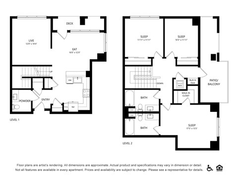 Floor plan for 3 beds, 2.5 baths, 1695 sqft