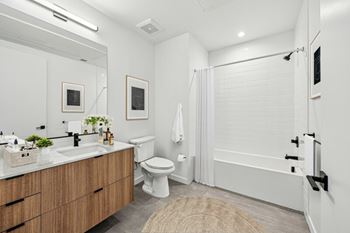 Bathroom with toilet and mirror