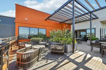 Rooftop patio with sunlight
