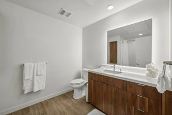 Bright bathroom with mirror