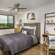 Alexandria apartment for rent - Bedroom with ceiling fan at The Graham at Southern Towers, Alexandria, VA, 22311