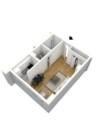Floor plan for studio, 1 bath, 391 sqft