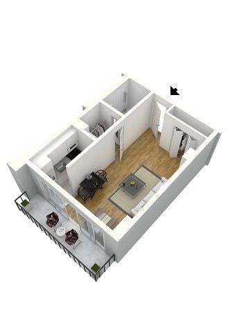 Floor plan for studio, 1 bath, 395 sqft