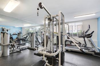 Fitness center with weightlifting equipments 