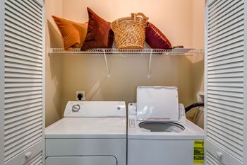 Laundry room with washing machine and dryer
