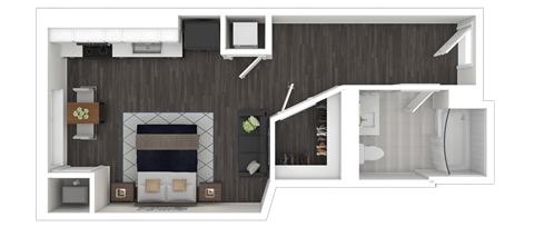 Floor plan for studio, 1 bath, 483 sqft