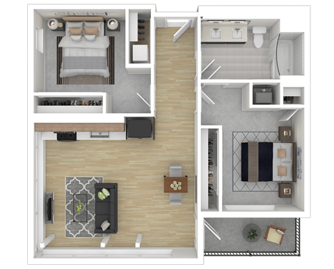 Floor plan for 2 beds, 1 bath, 925 sqft