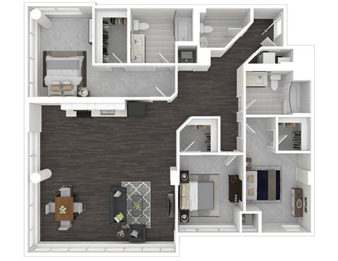 Floor plan for 3 beds, 2.5 baths, 1562 sqft