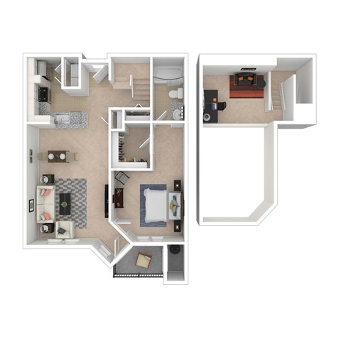 Floor plan for 1 bed, 1 bath, 935 sqft