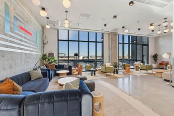 Modern living room with a large window