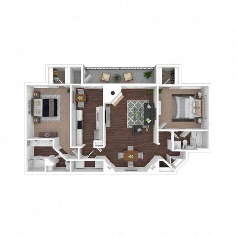 Floor plan for 2 beds, 2 baths, 1209 sqft