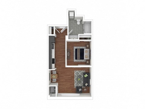 Floor plan for 1 bed, 1 bath, 650 sqft