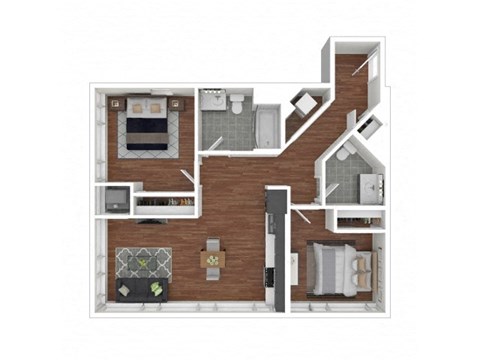 Floor plan for 2 beds, 1.5 baths, 1080 sqft