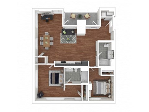 Floor plan for 2 beds, 2 baths, 1220 sqft