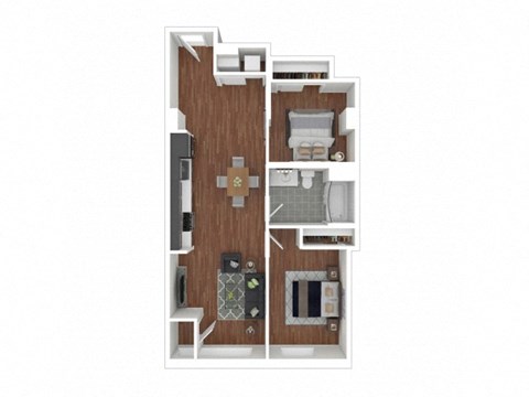 Floor plan for 2 beds, 1 bath, 815 sqft