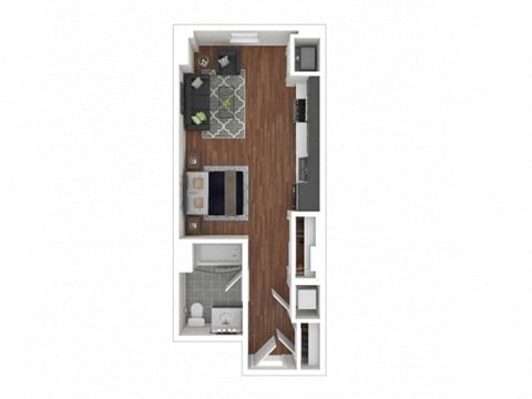 Floor plan for studio, 1 bath, 564 sqft