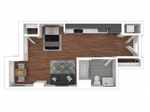 Floor plan for studio, 1 bath, 506 sqft