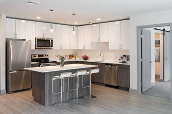 Fully equipped kitchen with stainless steel appliances