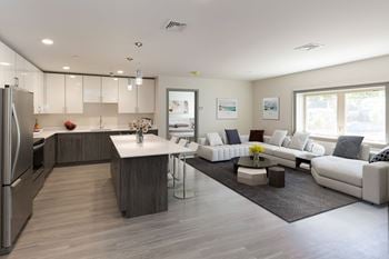 Luxury vinyl plank flooring in kitchen and living room