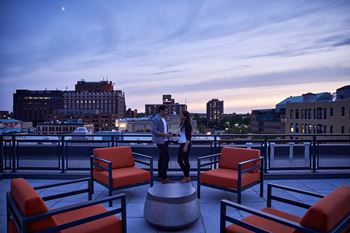 Roof deck with panoramic city views